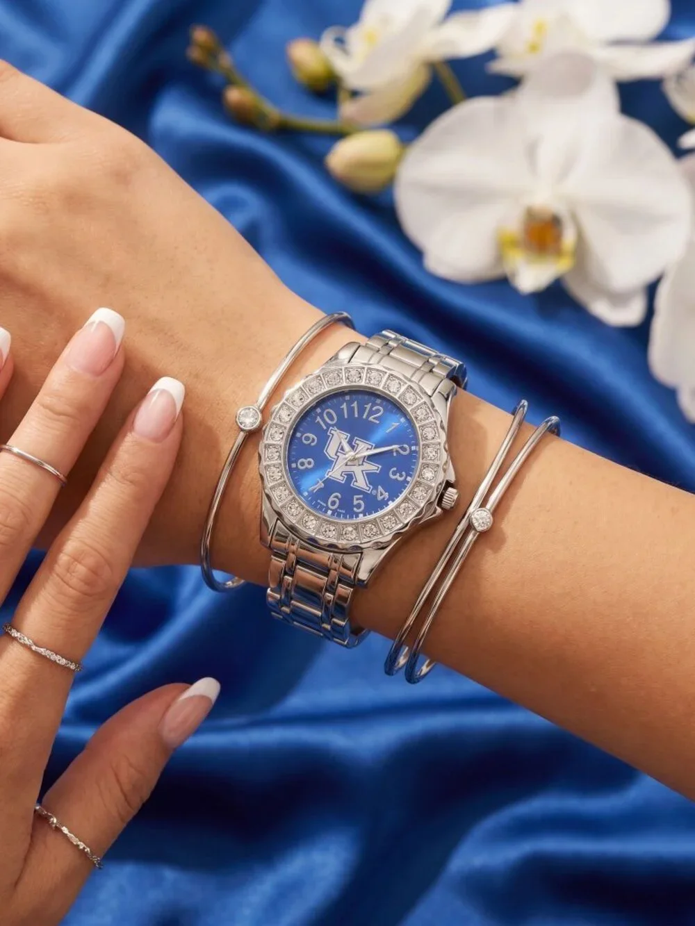 Kentucky Wildcats Women's Crystal Bezel Steel Watch